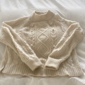 J. Crew cream colored cable knit sweater.